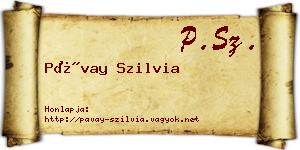 Pávay Szilvia névjegykártya